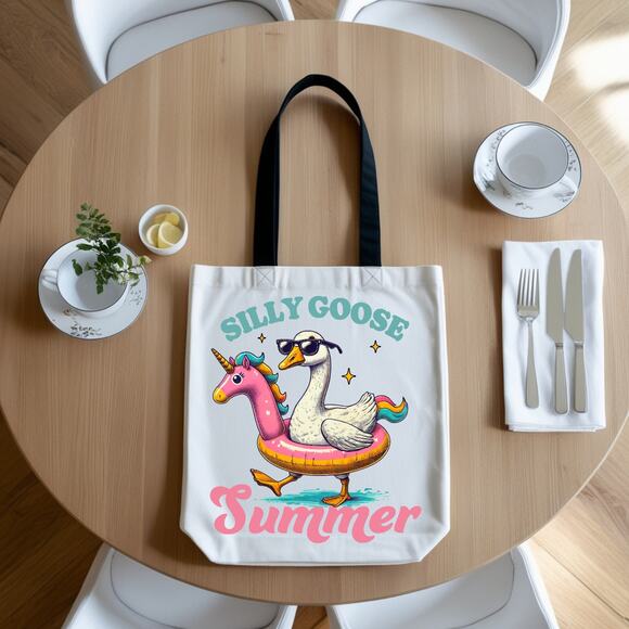 Silly Goose Summer Cute Tubing Pool Beach Tote Bag - Picture 3 of 3